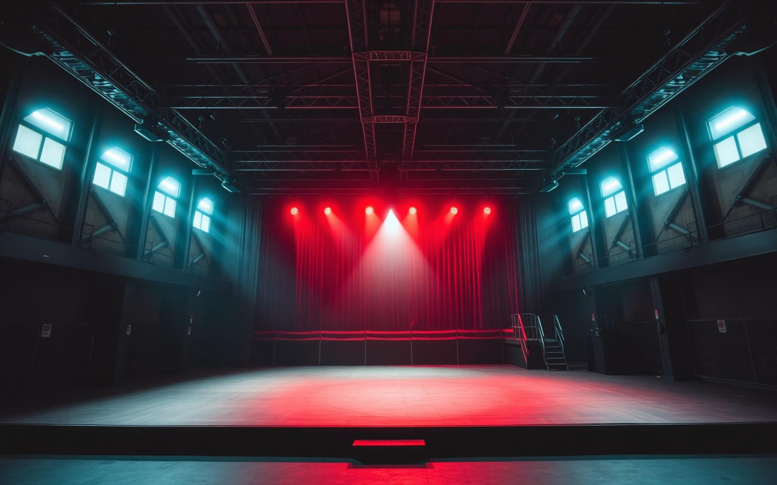 B Rabbit stage lit in red