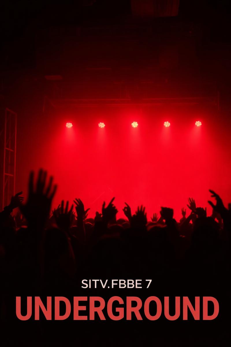 Hands raised in the crowd under red lights
